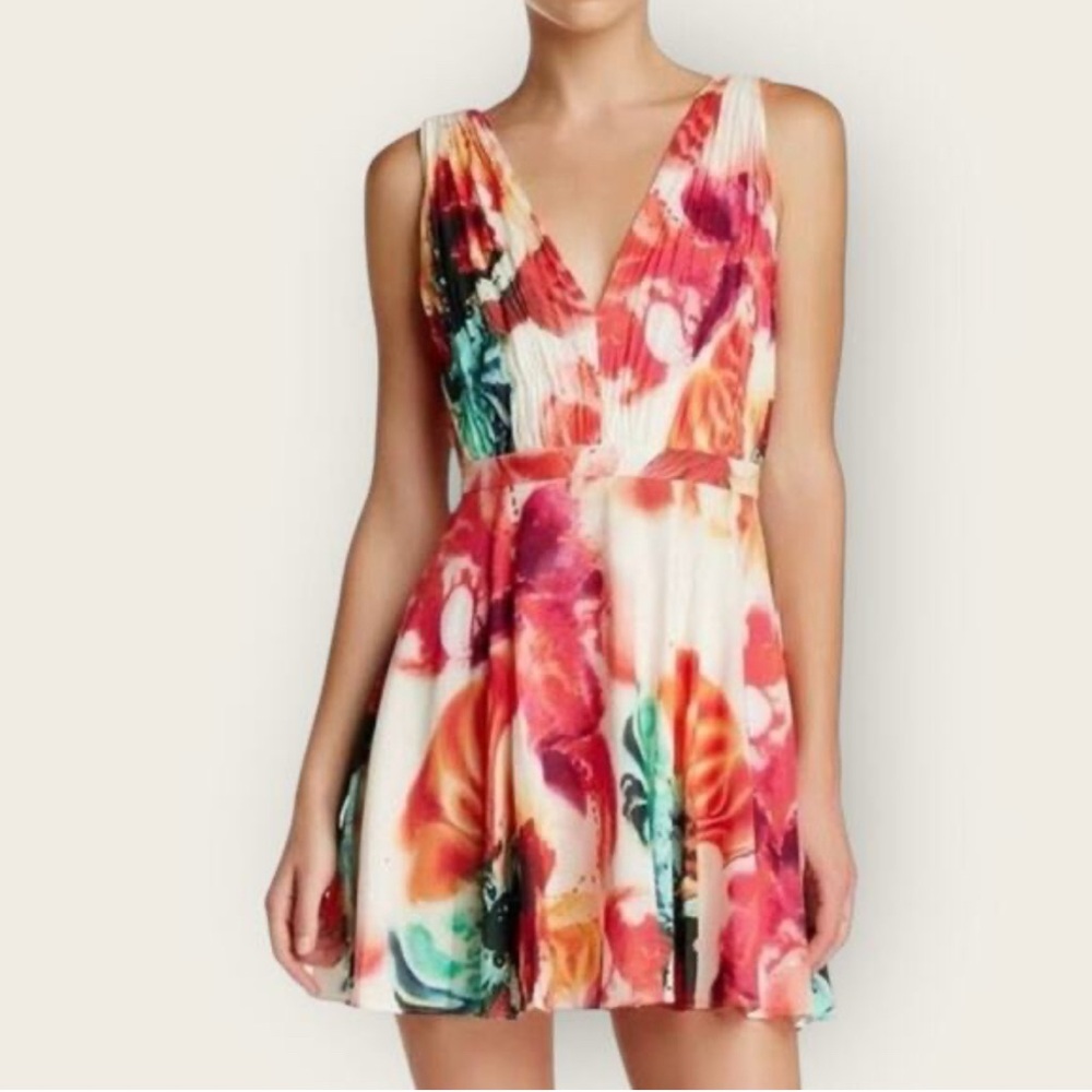 Alice + Olivia Bright Print Fit & Flare Mini Dress — Vacation / Resort Wear